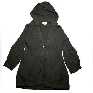 LOFT 100% cotton black cardigan 3/4” sleeve sweater. Size M